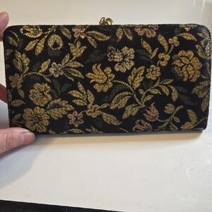 Vintage Black and Gold Floral Women's Clutch